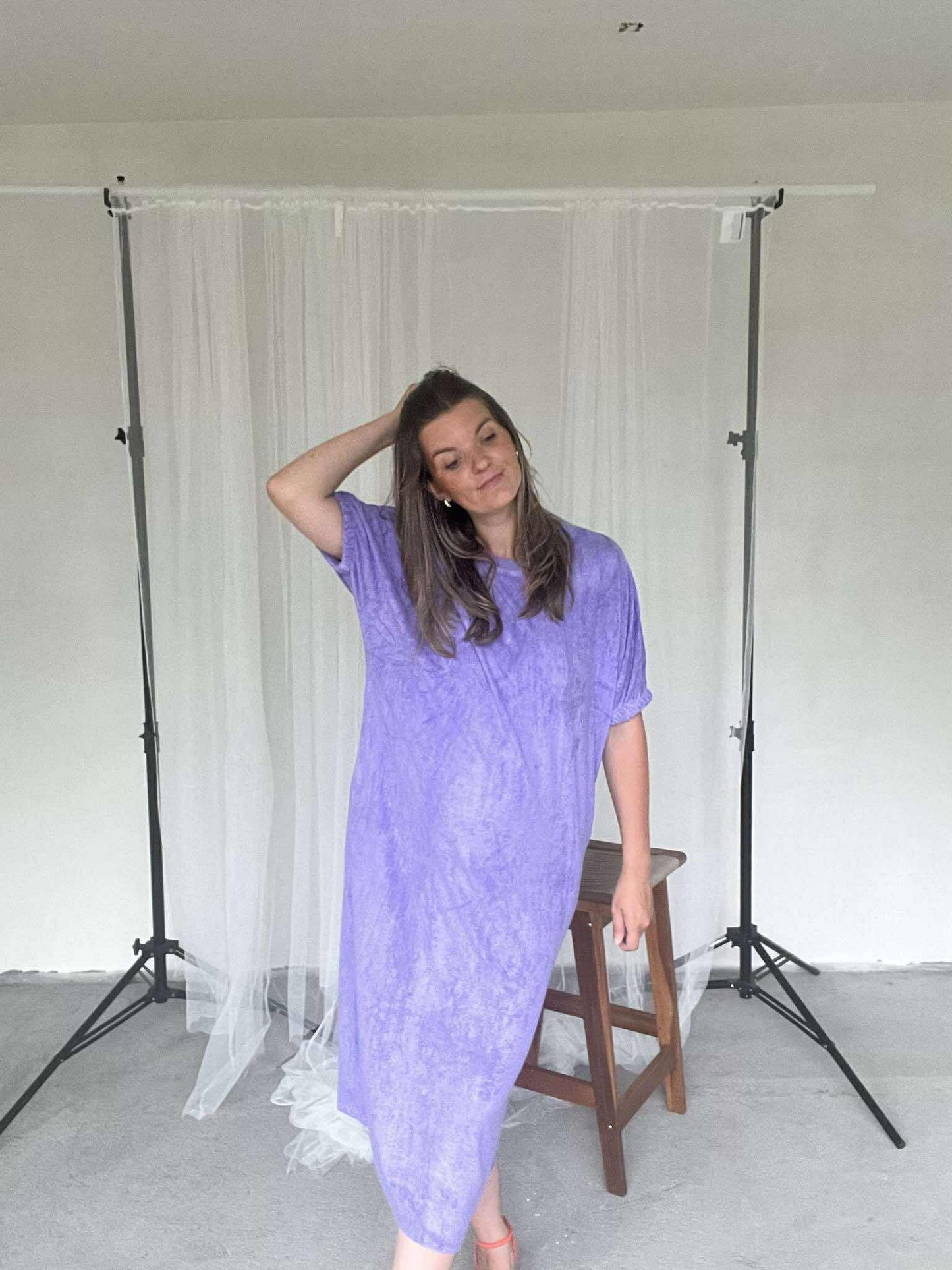 Manon jurk in badstof paars Sundown Collection