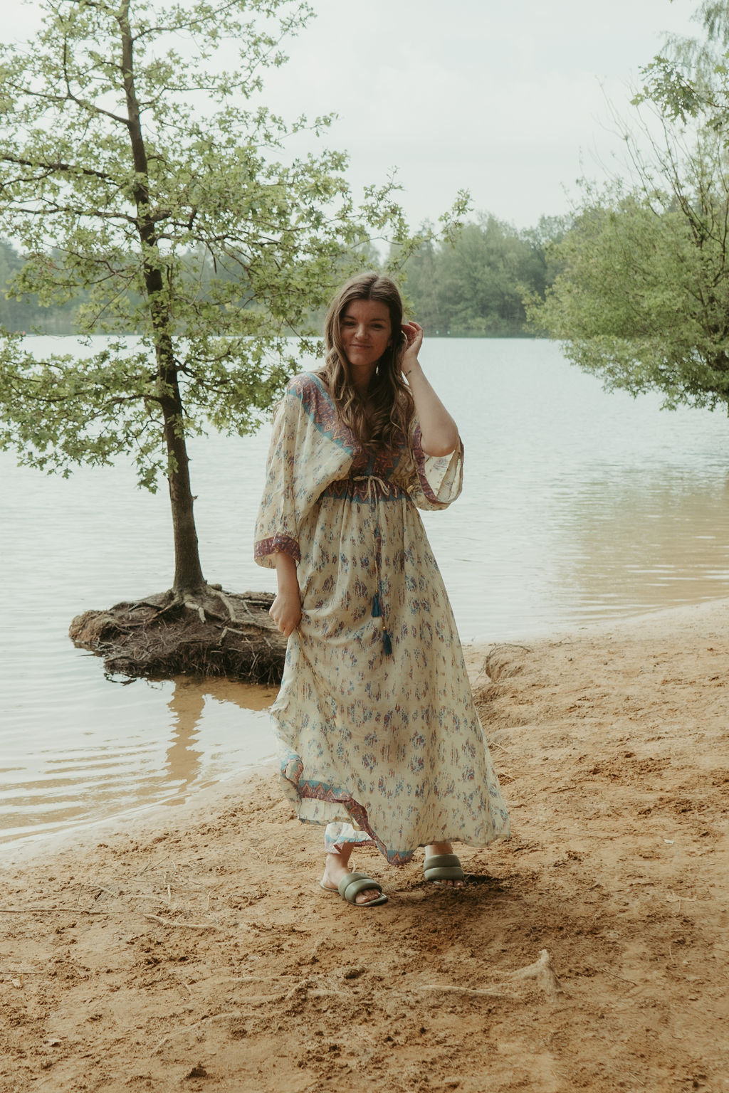 Elise jurk geel/blauw MINI PRIJSJE