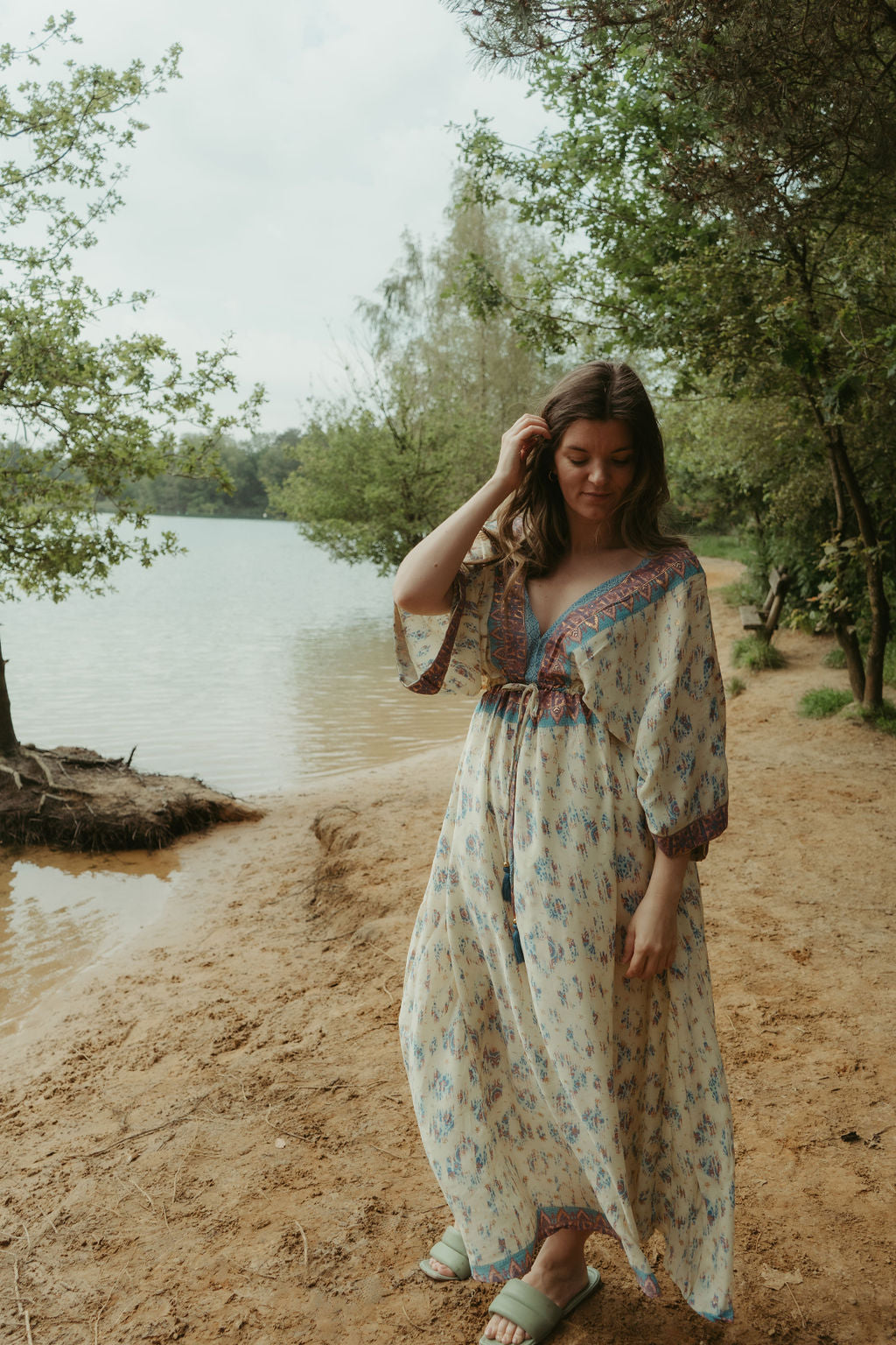 Elise jurk geel/blauw MINI PRIJSJE