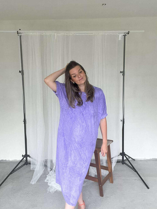 Manon jurk in badstof paars    Sundown Collection