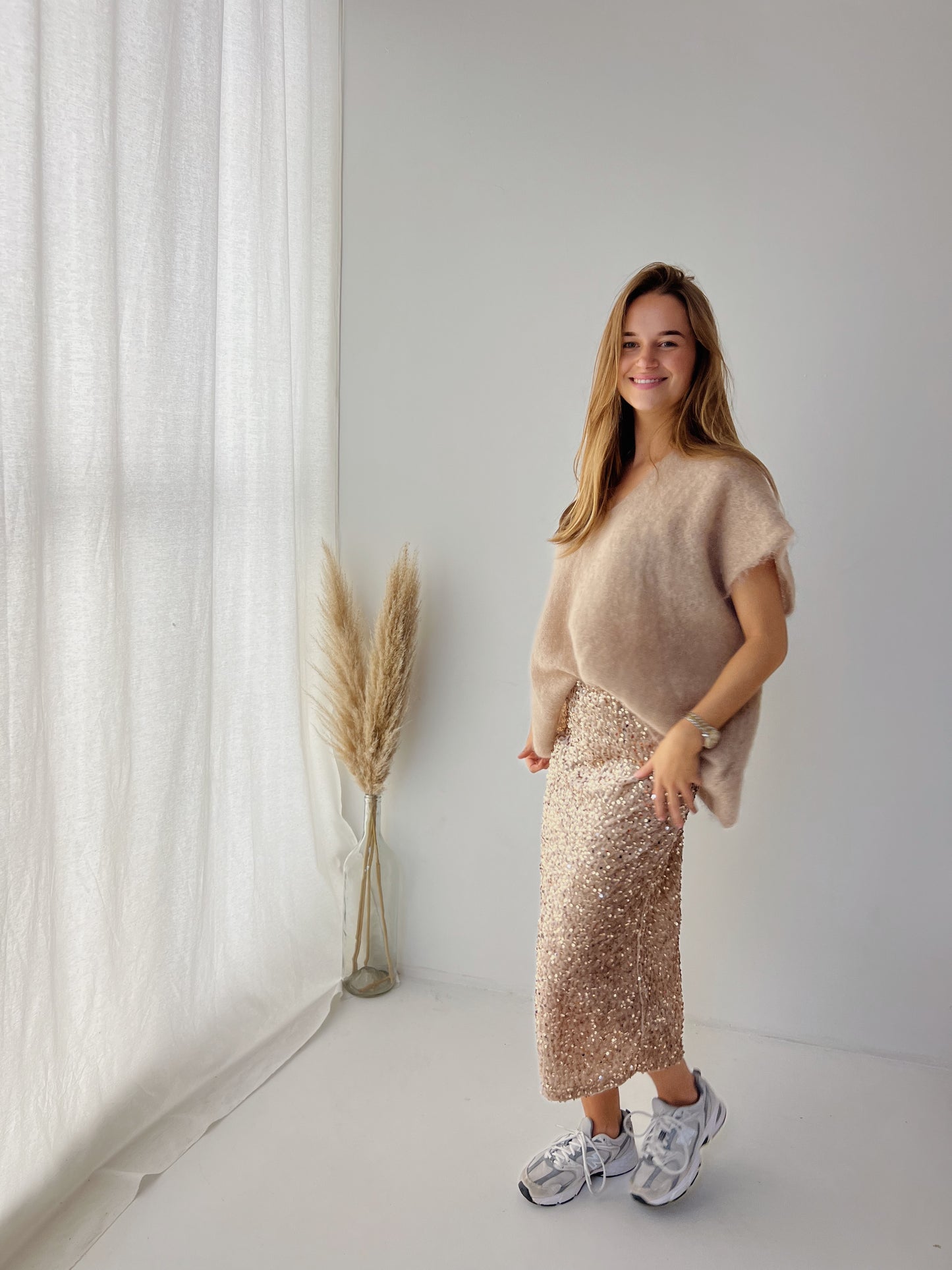 Mijs glitter skirt beige