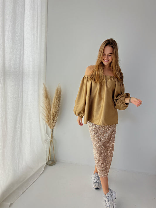 Mijs glitter skirt beige